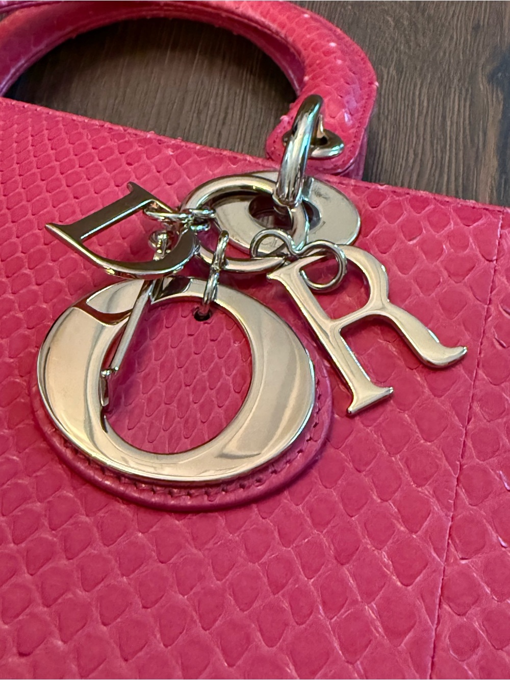 Large Hot Pink Python Lady Dior - Picture 3 of 11